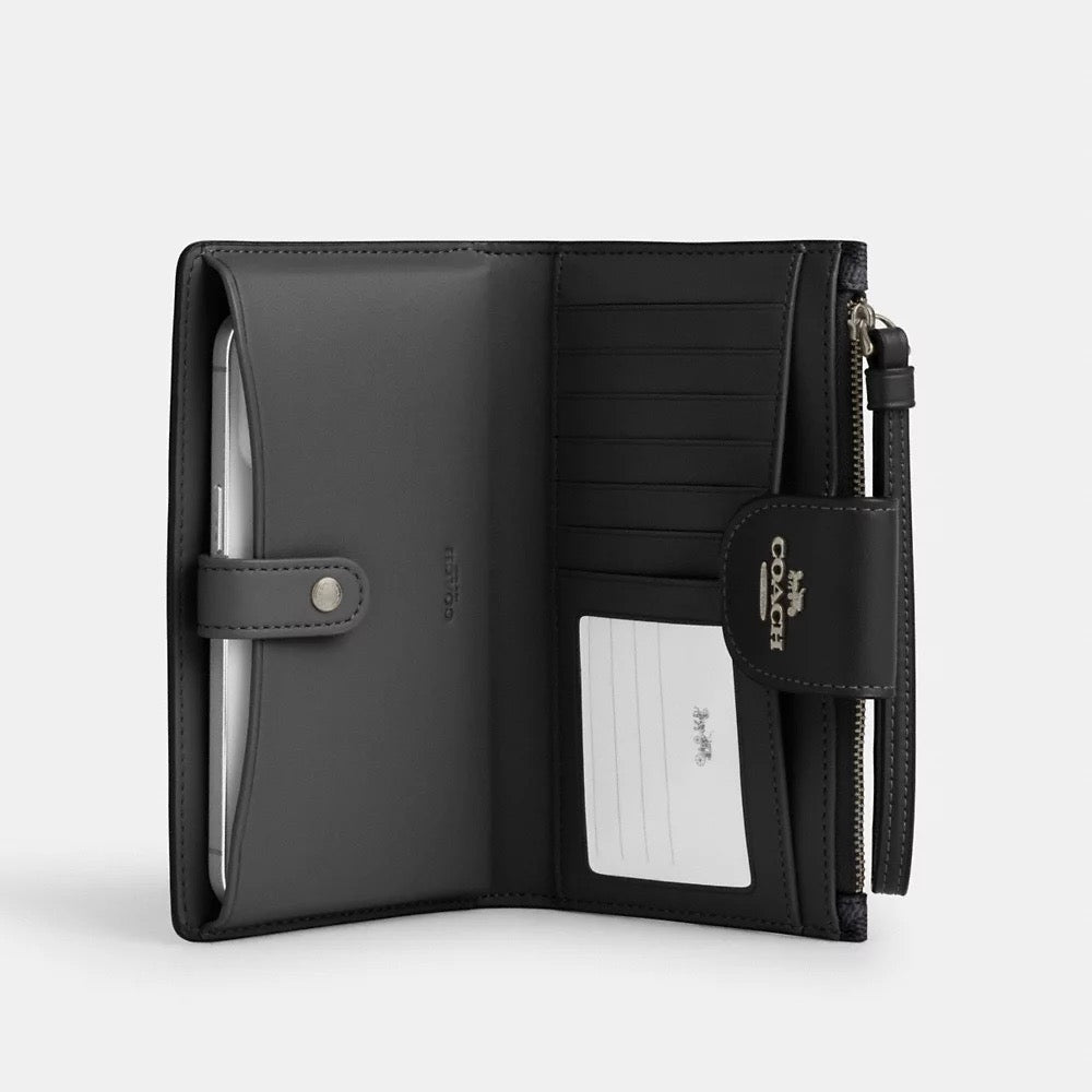 [INCOMING ETA 30 DAYS] COACH Phone Wallet In Signature Canvas in Charcoal/Black (CW780)