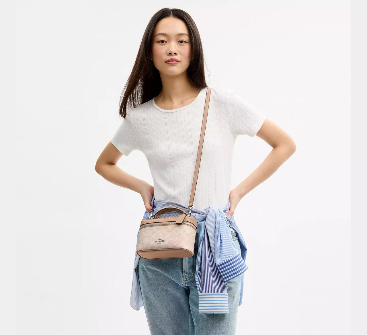 [INCOMING ETA 30 DAYS] COACH Rainer Crossbody Bag 18 In Signature Canvas in Sand/Taupe (CEO23)