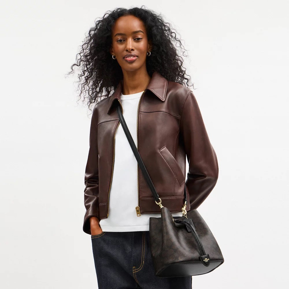 [INCOMING ETA 30 DAYS] COACH Rowan Bucket Bag In Signature Canvas in Walnut/Black (CBH07)