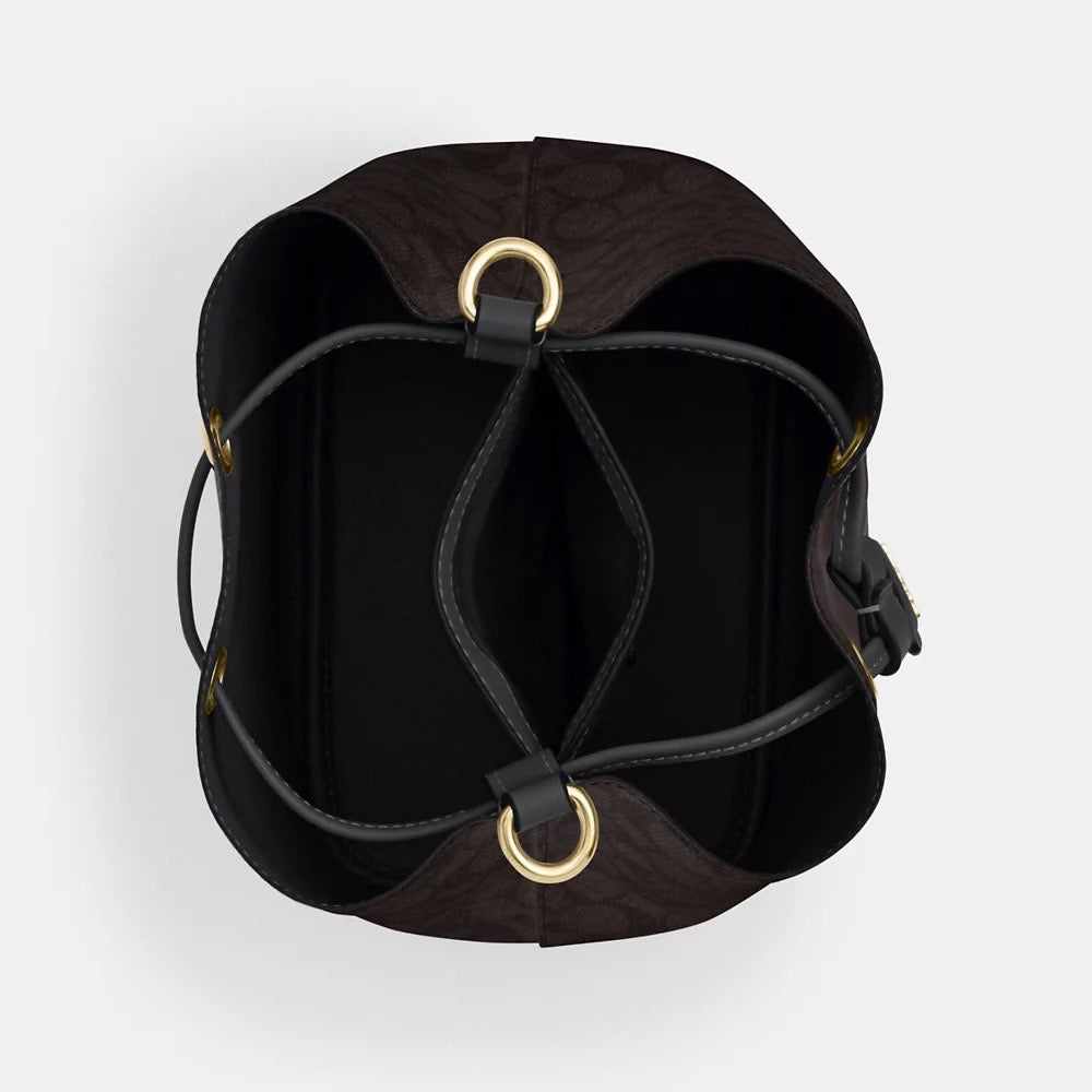 [READY STOCK MY] COACH Rowan Bucket Bag In Signature Canvas in Walnut/Black (CBH07)