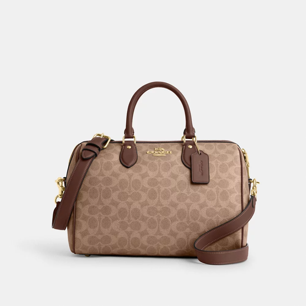 [INCOMING ETA AFTER RAYA] COACH Rowan Large Satchel Bag In Signature Canvas In Tan/Brown (CV959)