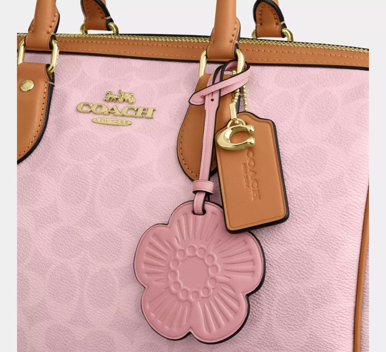[INCOMING ETA CUBA RAYA] COACH Rowan Large Satchel Bag In Signature Canvas With Charms in Powder Pink (CEA19)