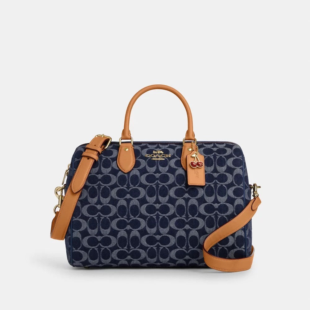 [INCOMING ETA 30 DAYS] COACH Rowan Large Satchel Bag In Signature Canvas in Denim/Natural (CY699)