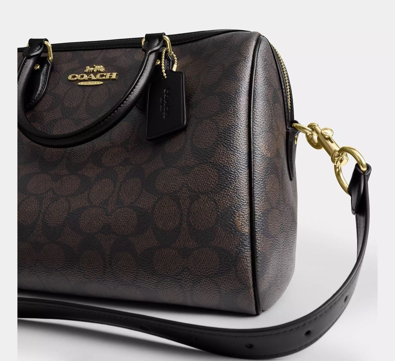 [INCOMING ETA 30 DAYS] COACH Rowan Large Satchel Bag In Signature Canvas in Walnut/Black (CEY74)