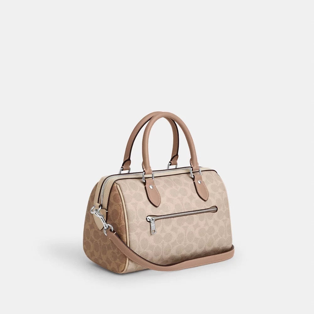 [INCOMING ETA 30 DAYS] COACH Rowan Satchel Bag In Blocked Signature Canvas in Sand Taupe Multi (CW377)