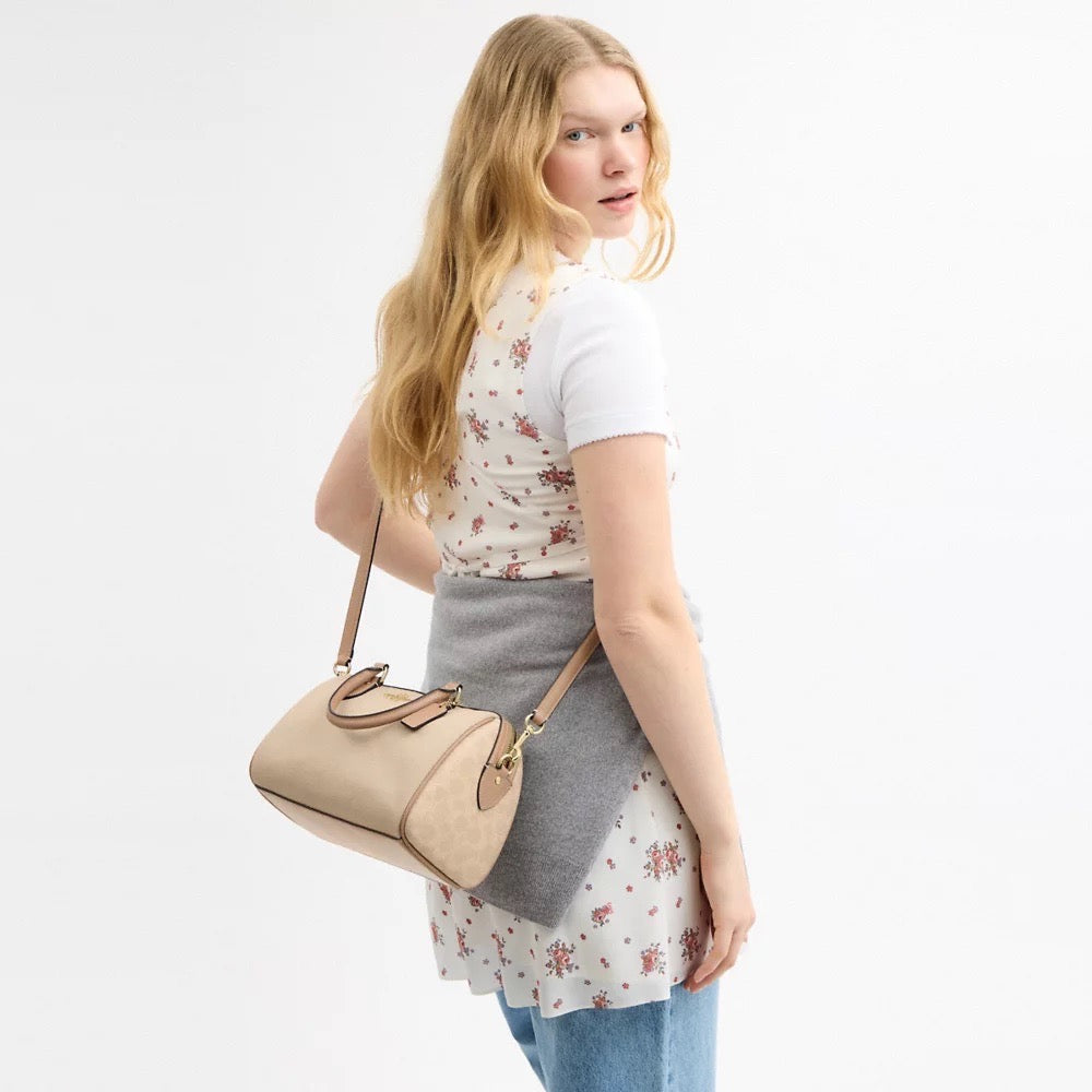 [SPECIAL DEAL][INCOMING ETA 30 DAYS] COACH Rowan Satchel Bag In Colorblock in Dark Natural Multi (CAK58)
