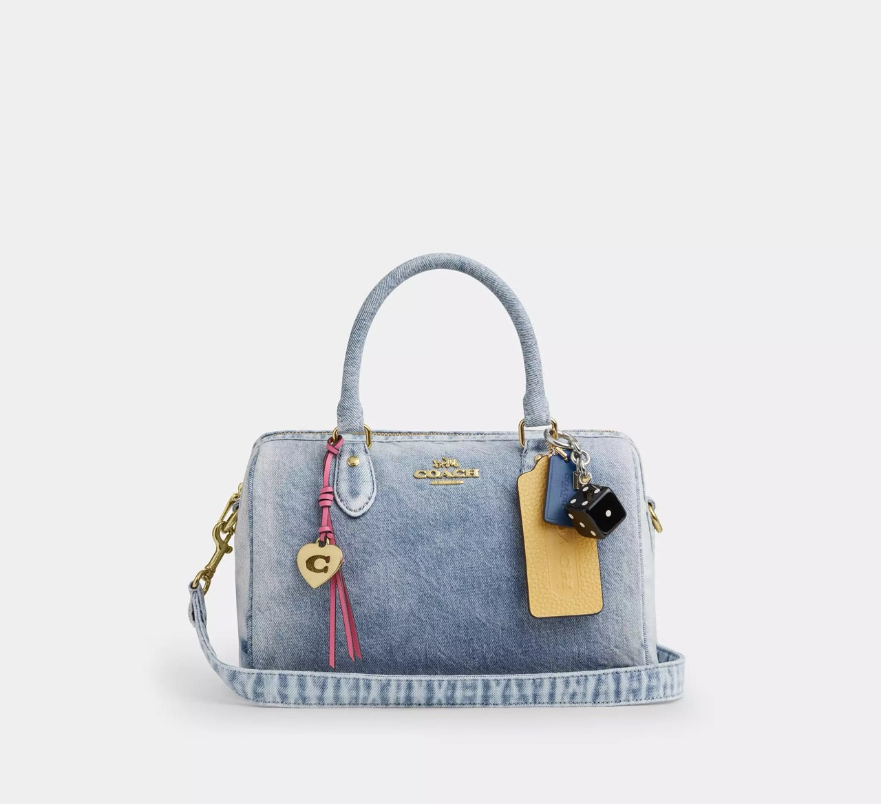 [INCOMING ETA CUBA RAYA] COACH Rowan Satchel Bag In Loved Denim With Charms in Light Indigo (CDY74)
