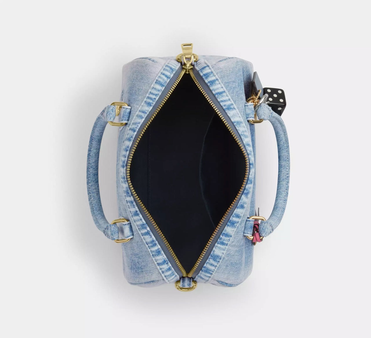 [INCOMING ETA CUBA RAYA] COACH Rowan Satchel Bag In Loved Denim With Charms in Light Indigo (CDY74)