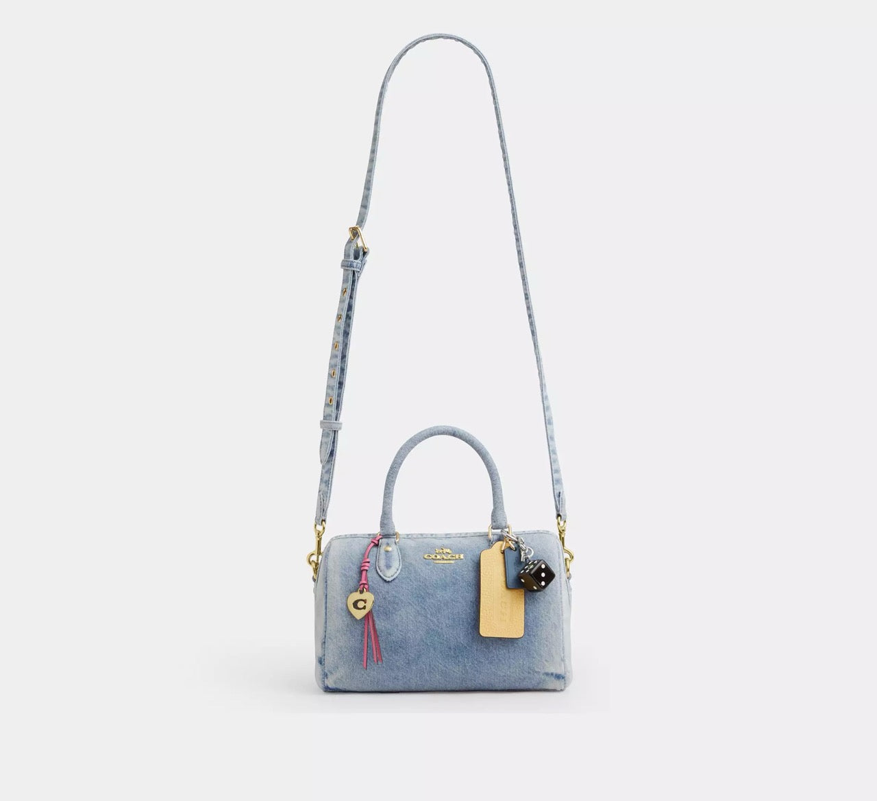 [INCOMING ETA CUBA RAYA] COACH Rowan Satchel Bag In Loved Denim With Charms in Light Indigo (CDY74)