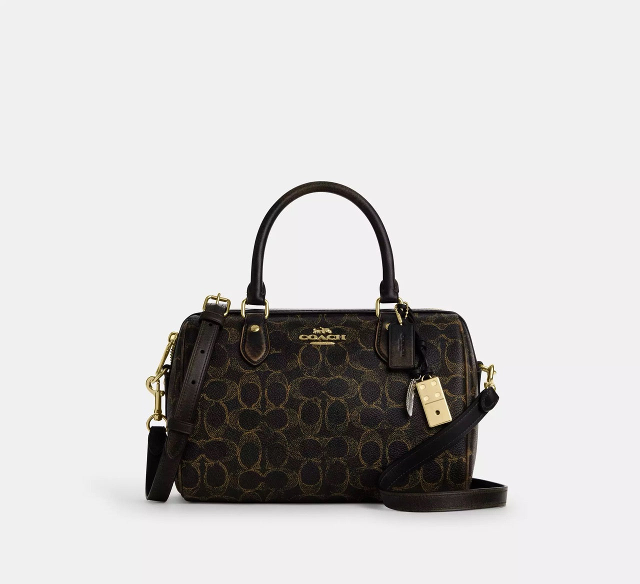 [INCOMING ETA CUBA RAYA] COACH Rowan Satchel Bag In Loved Signature Canvas With Charms in Gold/Brown (CDY16)