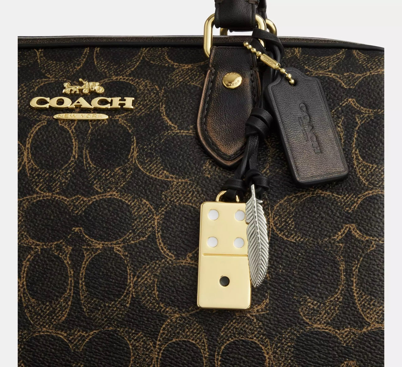 [INCOMING ETA CUBA RAYA] COACH Rowan Satchel Bag In Loved Signature Canvas With Charms in Gold/Brown (CDY16)