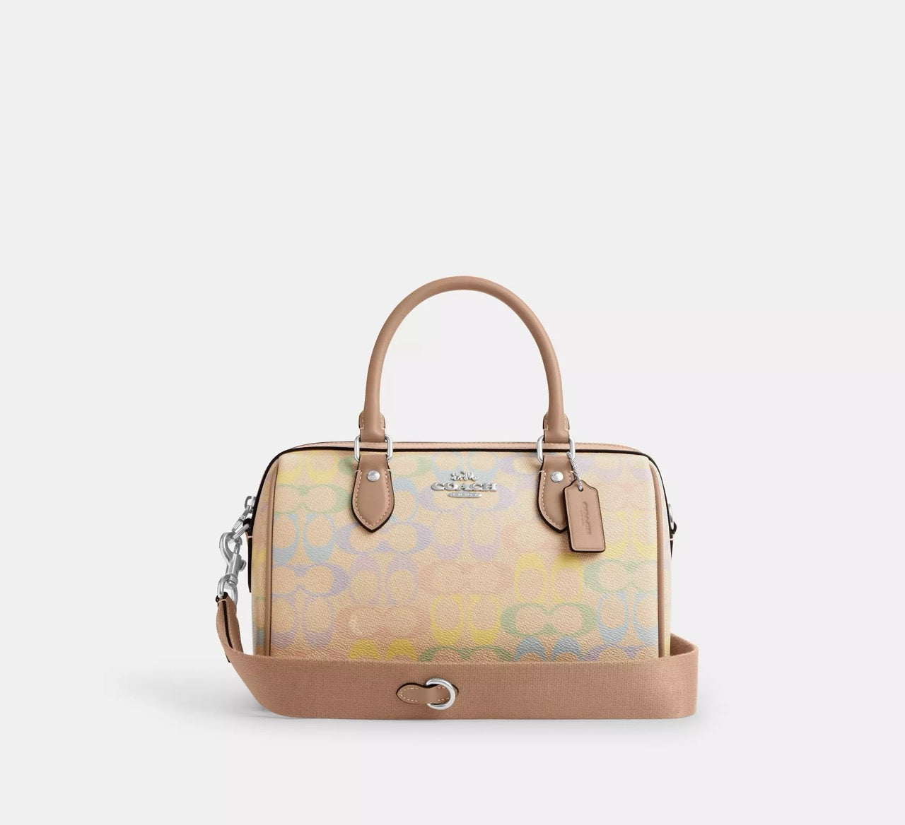 [READY STOCK MY] COACH Rowan Satchel Bag In Rainbow Signature Canvas in Sand Multi (CDA90)