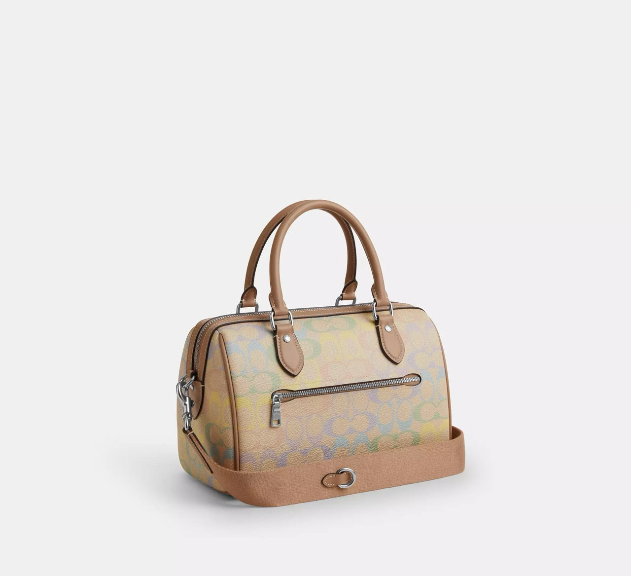 [READY STOCK MY] COACH Rowan Satchel Bag In Rainbow Signature Canvas in Sand Multi (CDA90)