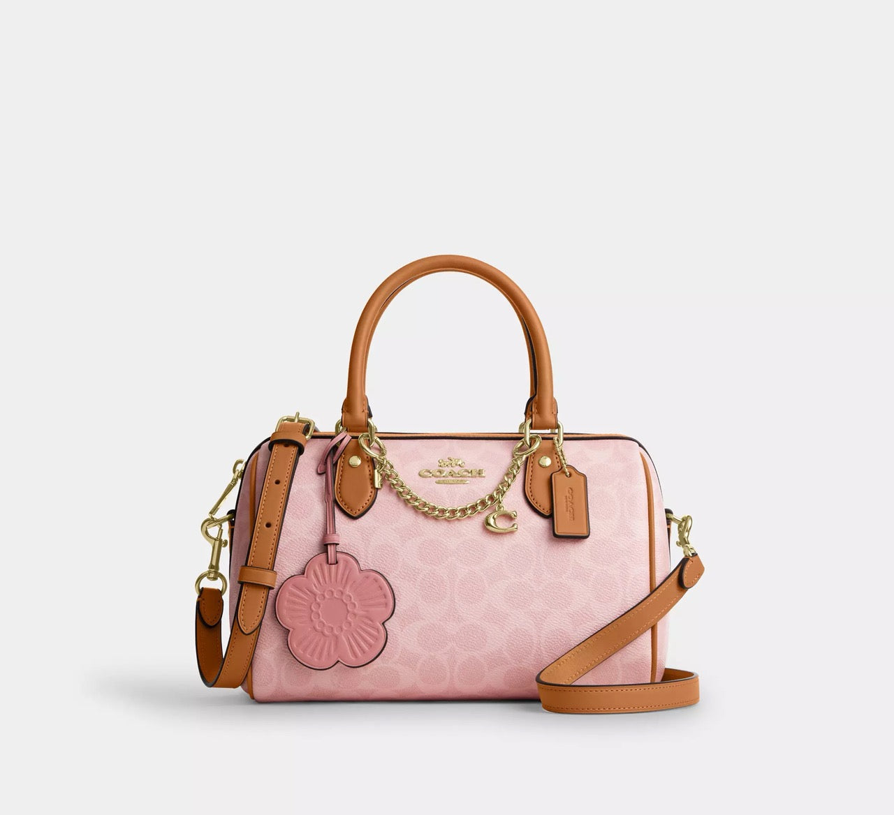 [INCOMING ETA CUBA RAYA] COACH Rowan Satchel Bag In Signature Canvas With Charms in Powder Pink (CEA18)