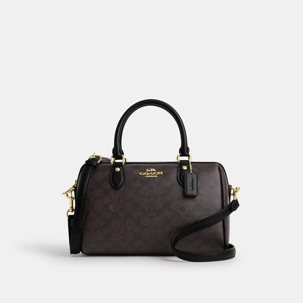 [INCOMING ETA AFTER RAYA] COACH Rowan Satchel Bag In Signature Canvas in Walnut/Black (CV961)