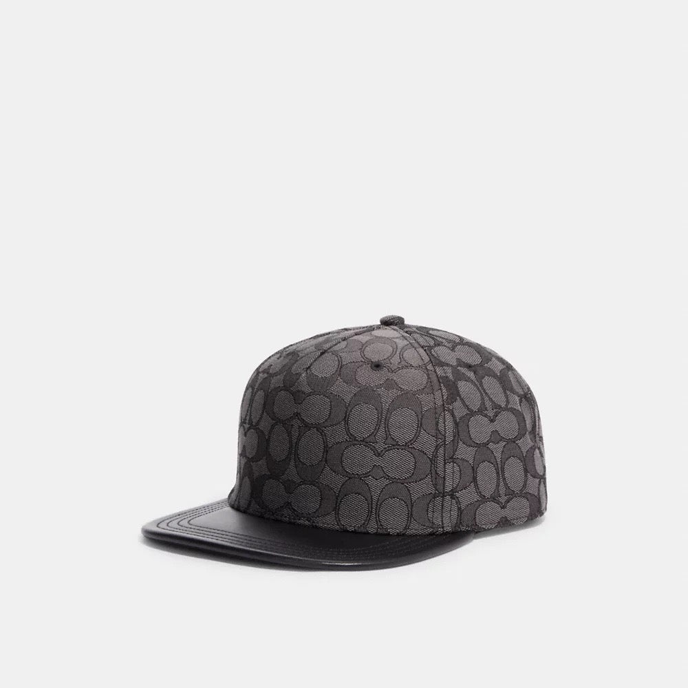 [INCOMING ETA 30 DAYS] COACH Signature Jacquard Flat Brim Hat in Charcoal/Black (CW764)