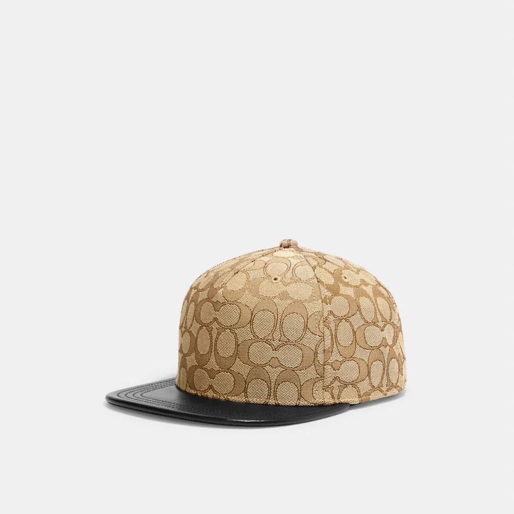 [INCOMING ETA 30 DAYS] COACH Signature Jacquard Flat Brim Hat in Khaki Black (CW764)