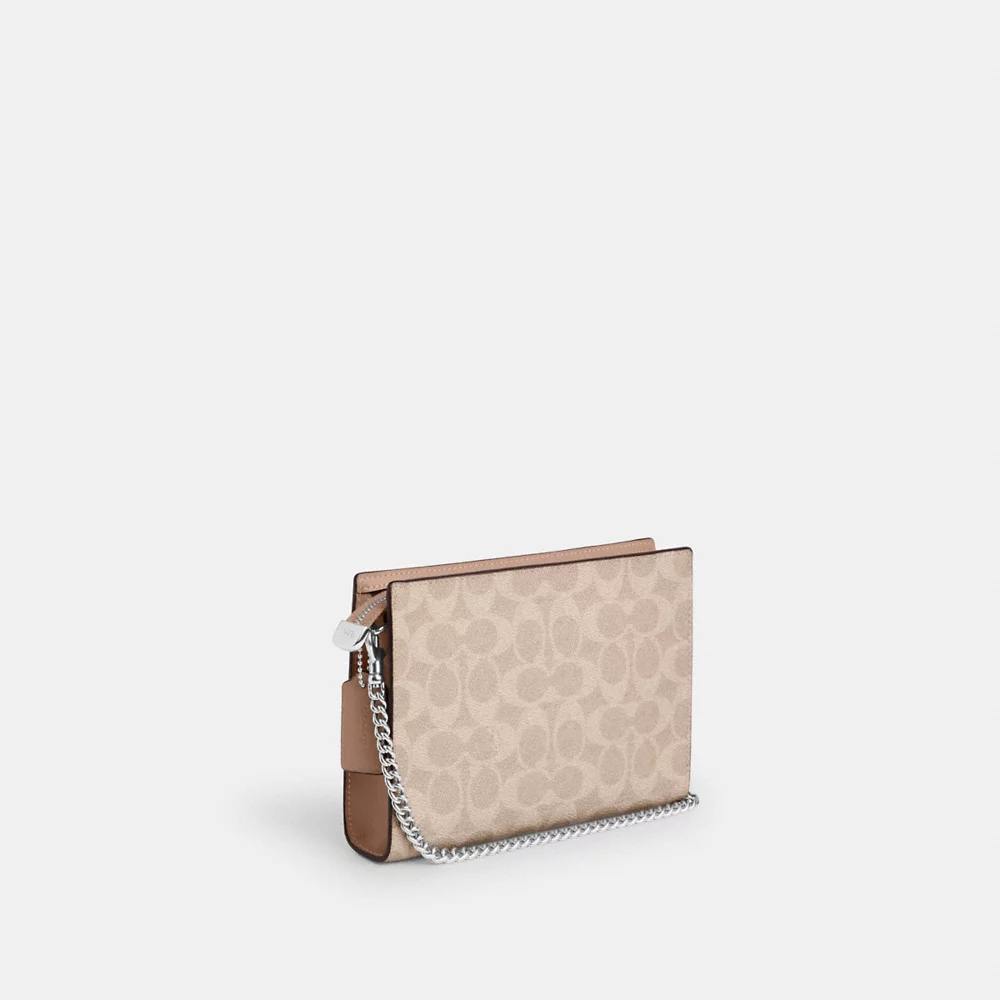 [INCOMING ETA 30 DAYS] COACH Slim Crossbody Bag In Signature Canvas In Taupe (SHW)(CW204)