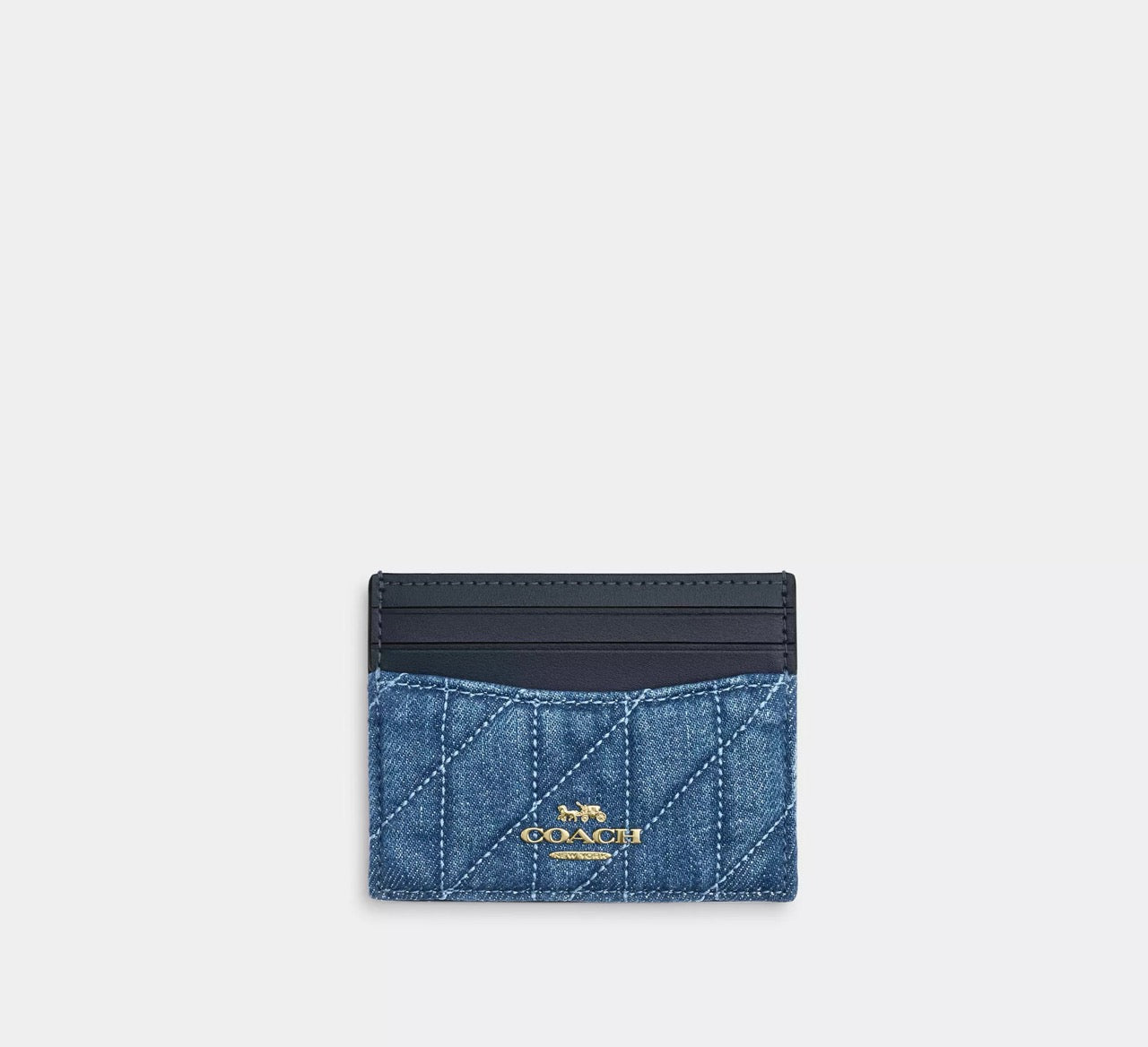 [INCOMING ETA 30 DAYS] COACH Slim Id Card Case In Regenerative Cotton With Quilting in Indigo (CAT70)