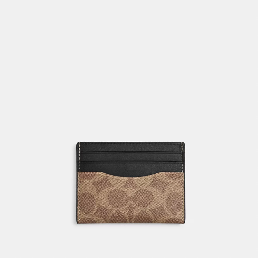 [INCOMING ETA 30 DAYS] COACH Slim Id Card Case In Signature Canvas In Tan (CW366)