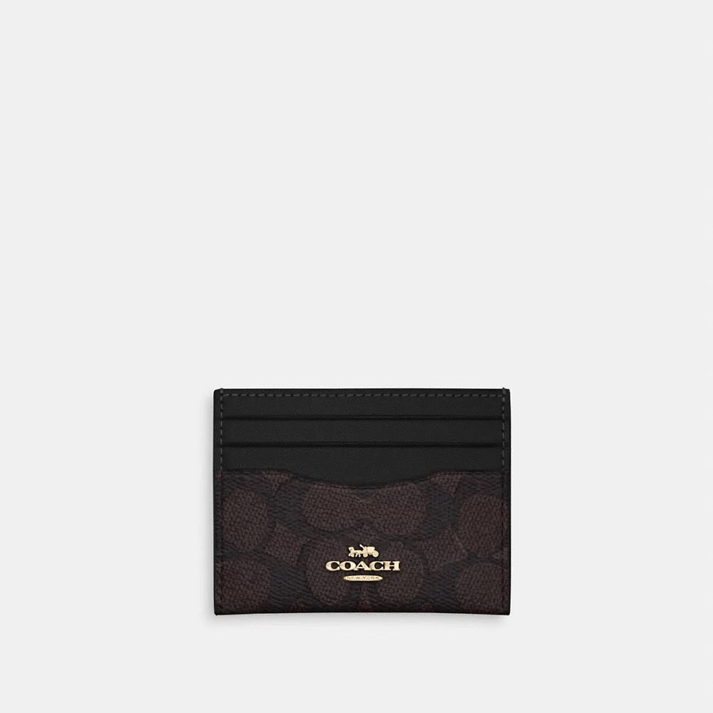 [INCOMING ETA AFTER RAYA] COACH Slim Id Card Case In Signature Canvas in Walnut/Black (CZ286)