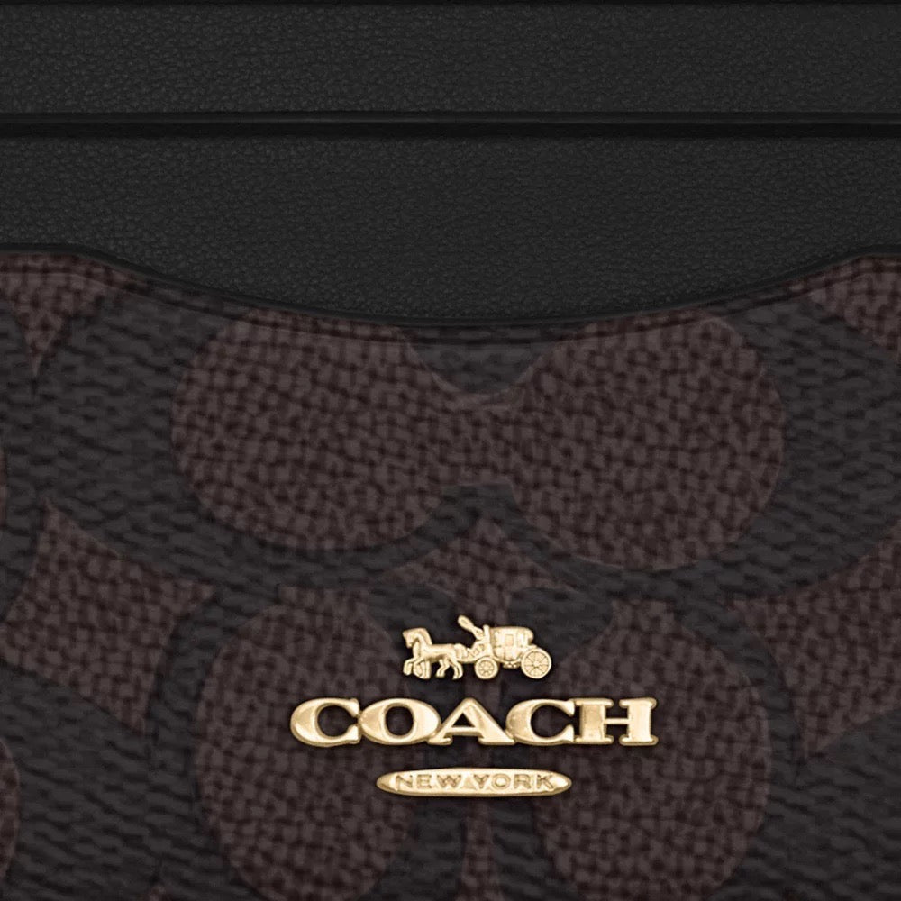 [INCOMING ETA AFTER RAYA] COACH Slim Id Card Case In Signature Canvas in Walnut/Black (CZ286)