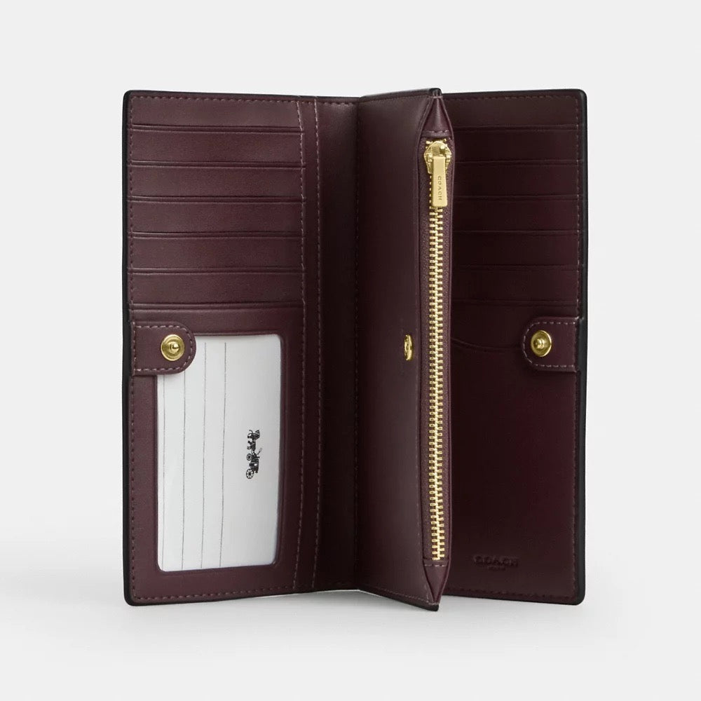 [INCOMING ETA 30 DAYS] COACH Slim Zip Wallet In Signature Canvas in Black Currant (CW661)