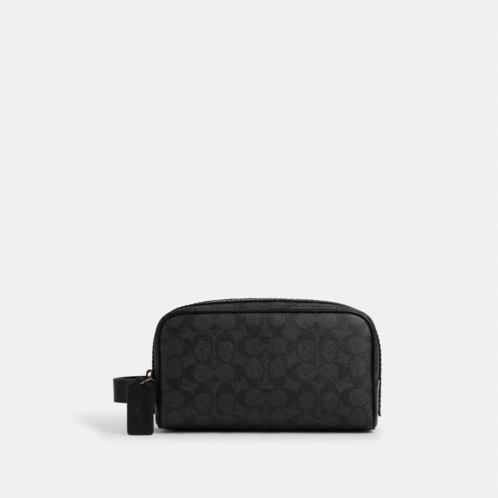 [INCOMING ETA 30 DAYS] COACH Small Travel Kit In Signature Canvas in Gunmetal/Charcoal/Black (CAR15)
