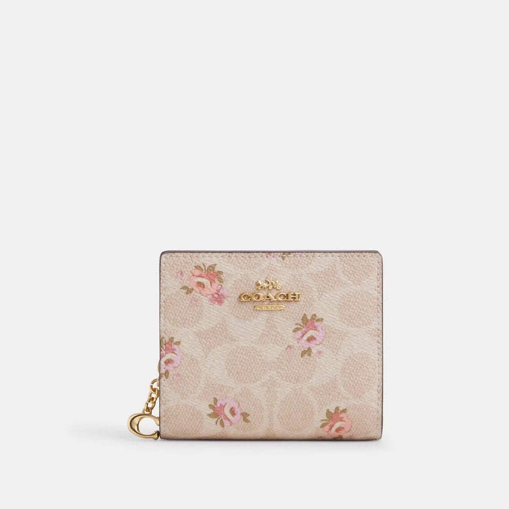 [INCOMING ETA AFTER RAYA] COACH Snap Wallet In Signature Canvas With Floral Print in Sand Multi (CAR14)