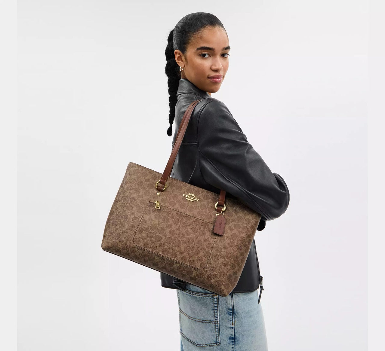 [INCOMING ETA 30 DAYS] COACH Station Tote Bag In Signature Canvas in Tan/Brown (CCD69)