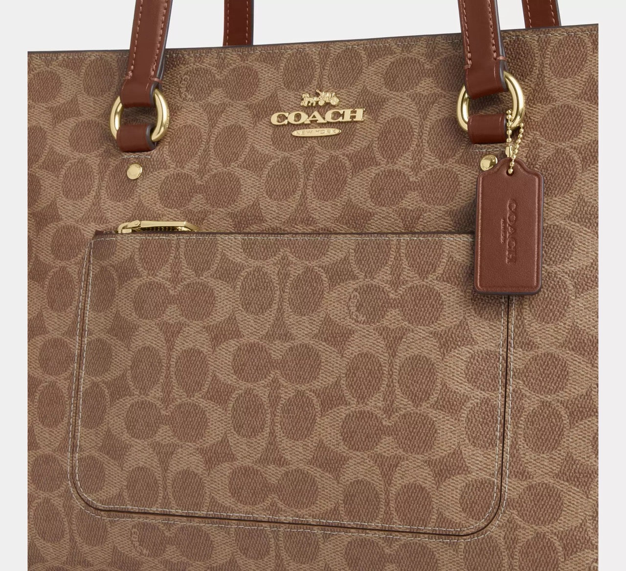 [INCOMING ETA 30 DAYS] COACH Station Tote Bag In Signature Canvas in Tan/Brown (CCD69)
