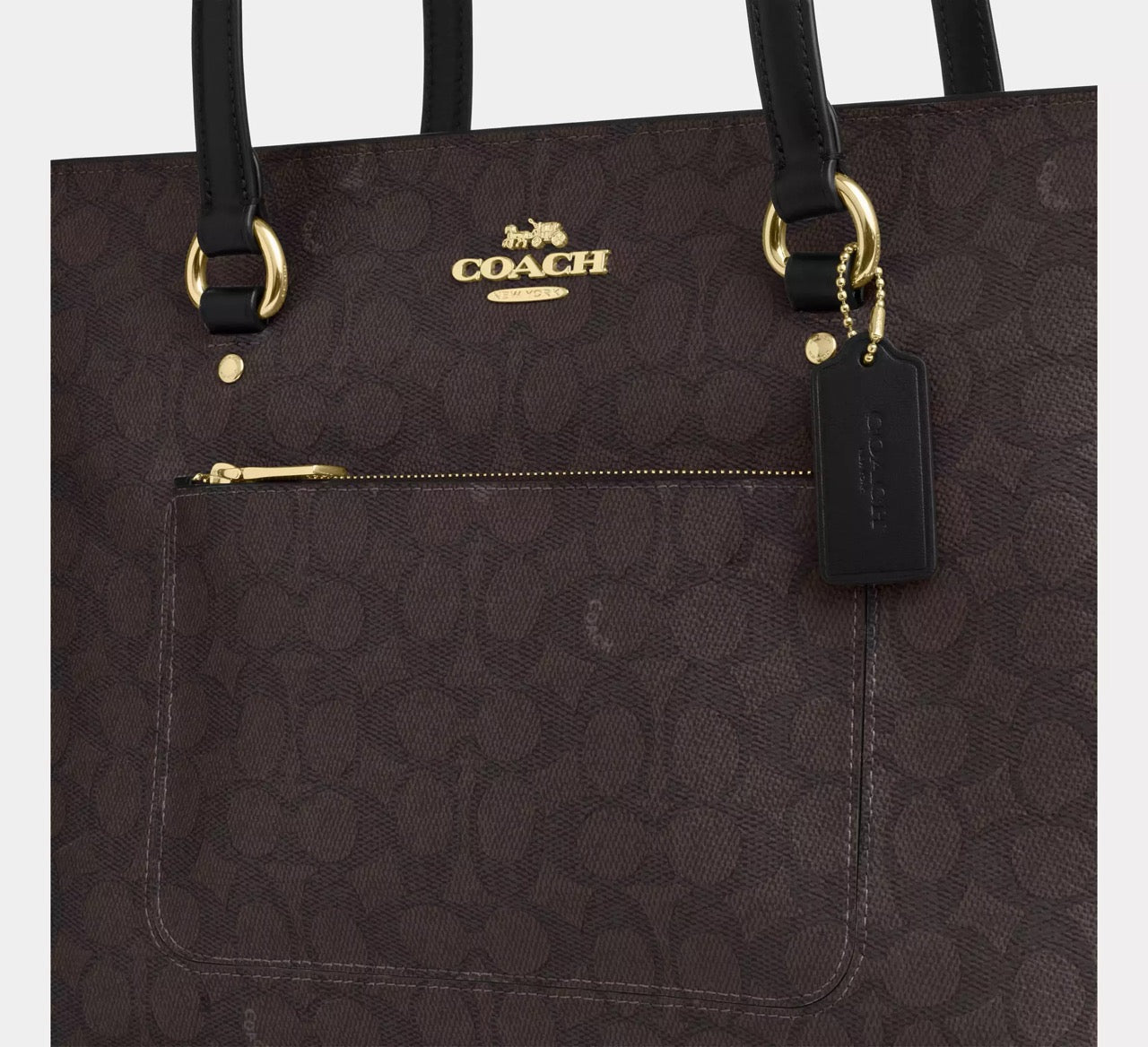 [INCOMING ETA 30 DAYS] COACH Station Tote Bag In Signature Canvas in Walnut/Black (CCD69)