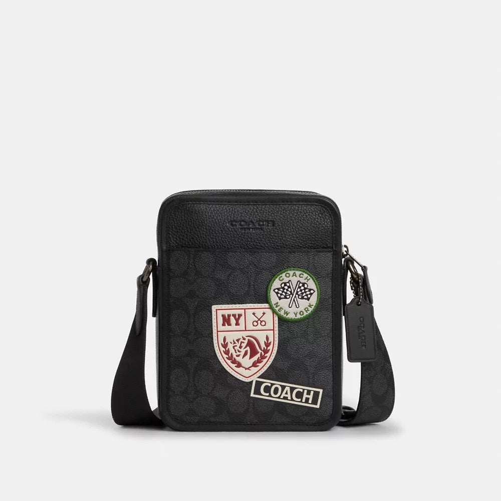 [INCOMING ETA 30 DAYS][SPECIAL DEAL] COACH Sullivan Crossbody Bag In Signature Canvas With Patches in Gunmetal/Charcoal Multi (CAT79)