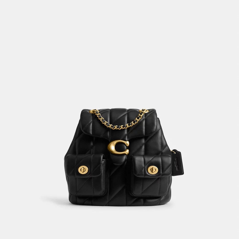 [INCOMING ETA 30 DAYS] COACH Tabby Backpack With Pillow Quilting in Brass/Black (CU076)