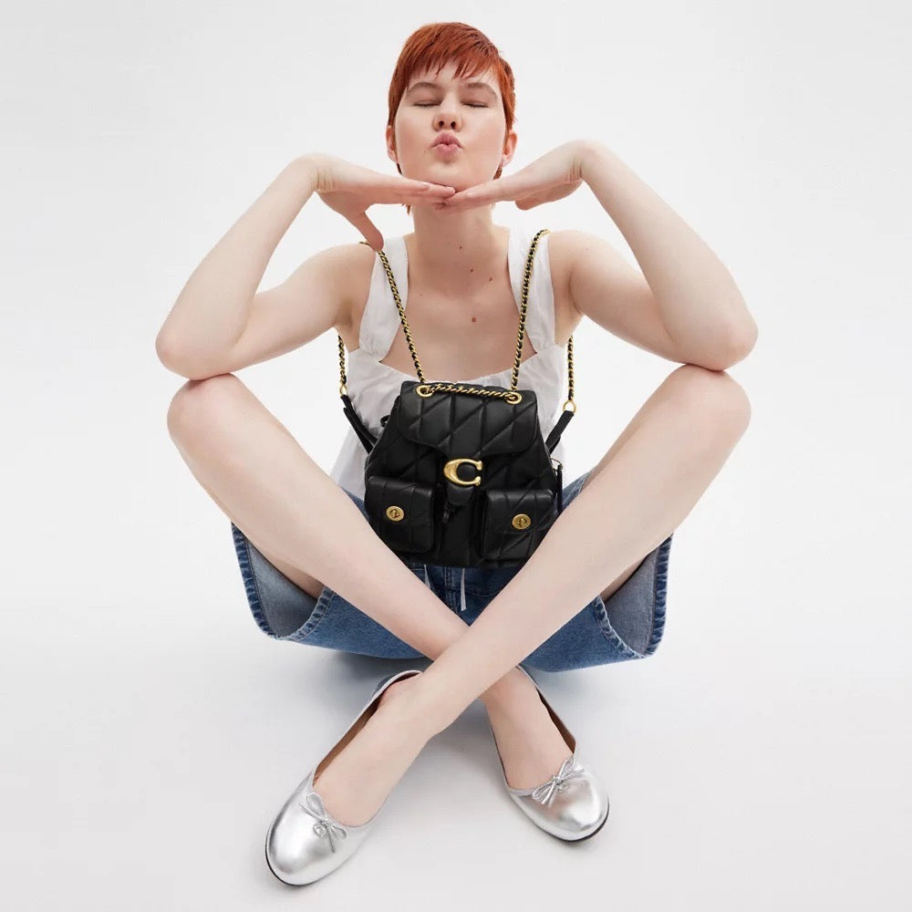 [INCOMING ETA 30 DAYS] COACH Tabby Backpack With Pillow Quilting in Brass/Black (CU076)