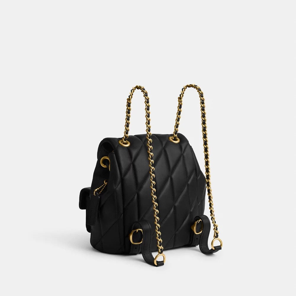 [INCOMING ETA 30 DAYS] COACH Tabby Backpack With Pillow Quilting in Brass/Black (CU076)