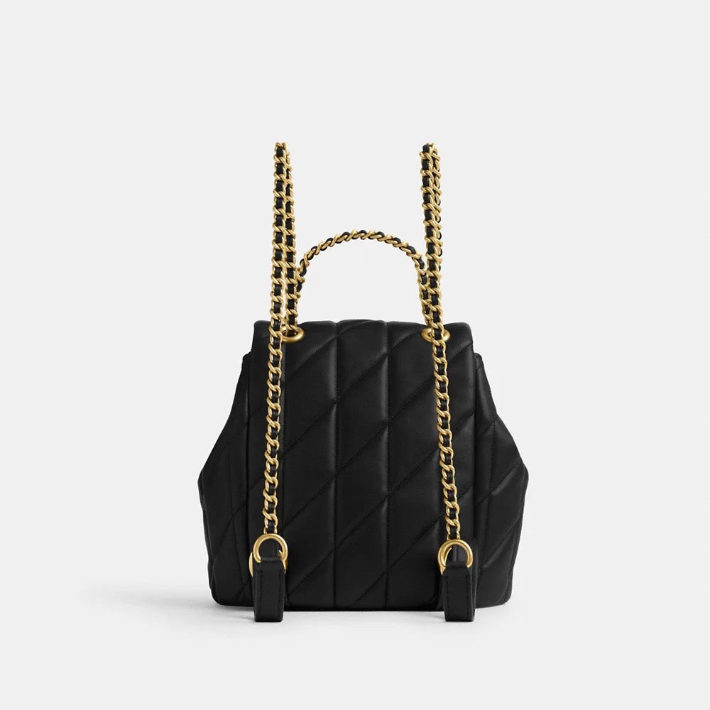 [INCOMING ETA 30 DAYS] COACH Tabby Backpack With Pillow Quilting in Brass/Black (CU076)