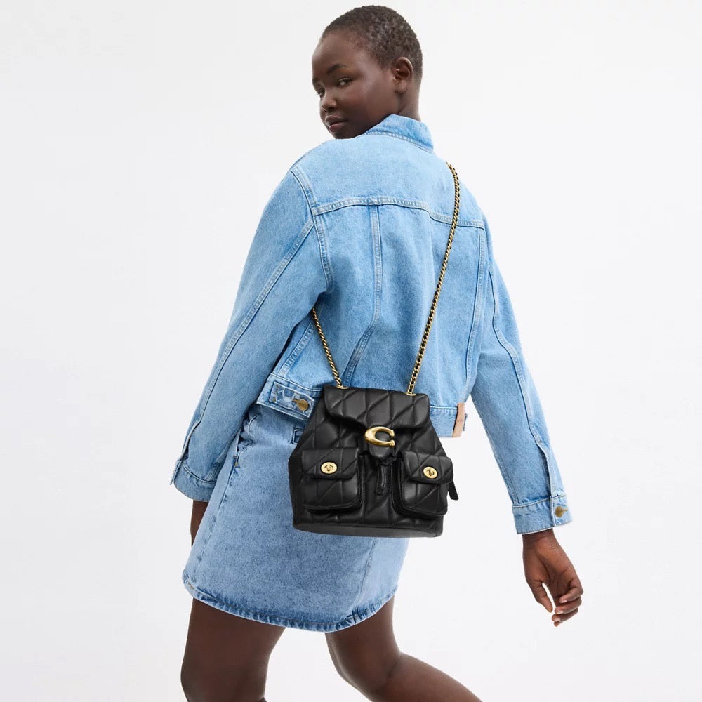 [INCOMING ETA 30 DAYS] COACH Tabby Backpack With Pillow Quilting in Brass/Black (CU076)