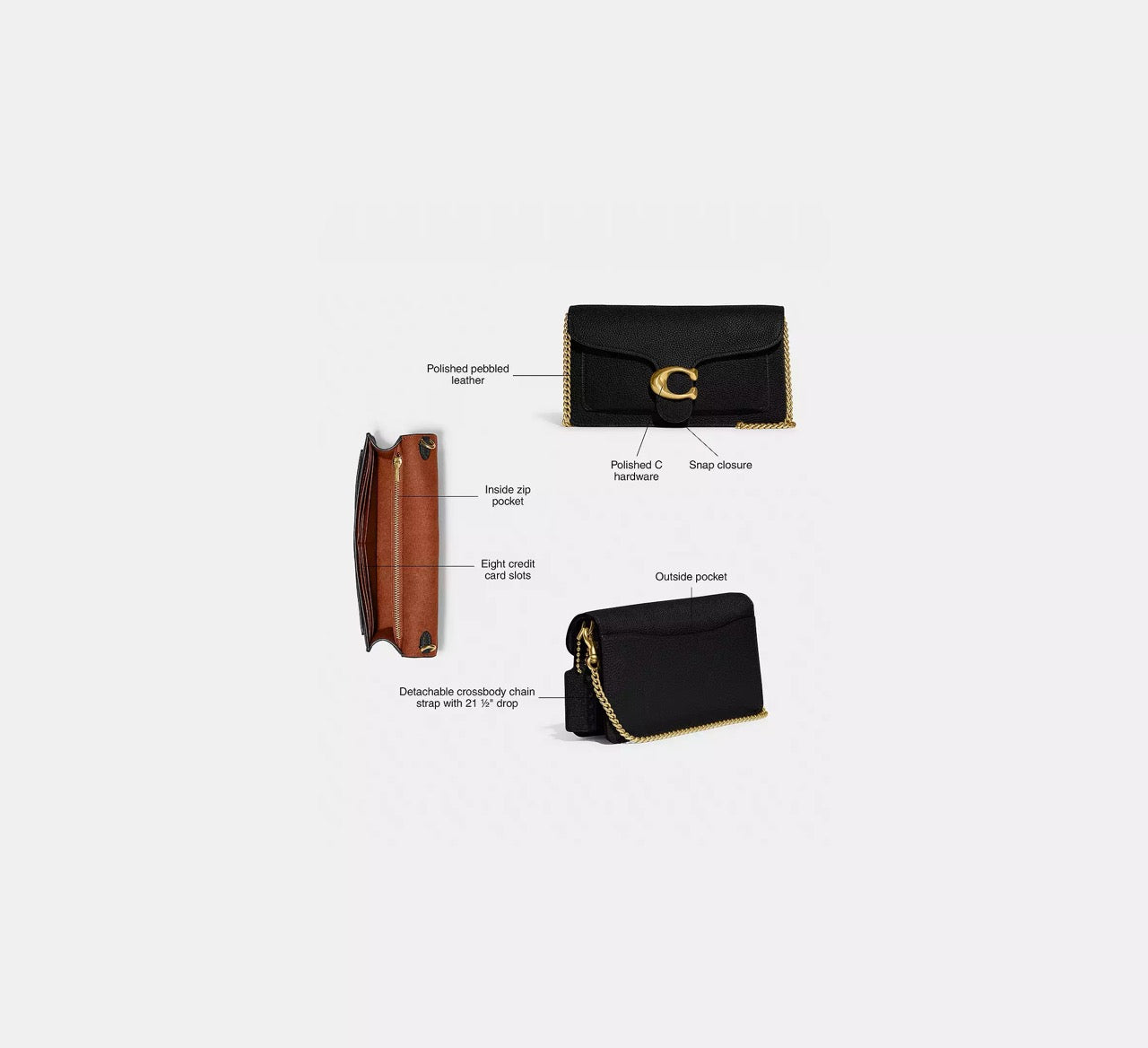 [INCOMING ETA 30 DAYS] COACH Tabby Chain Clutch in Brass/Black (CE772)