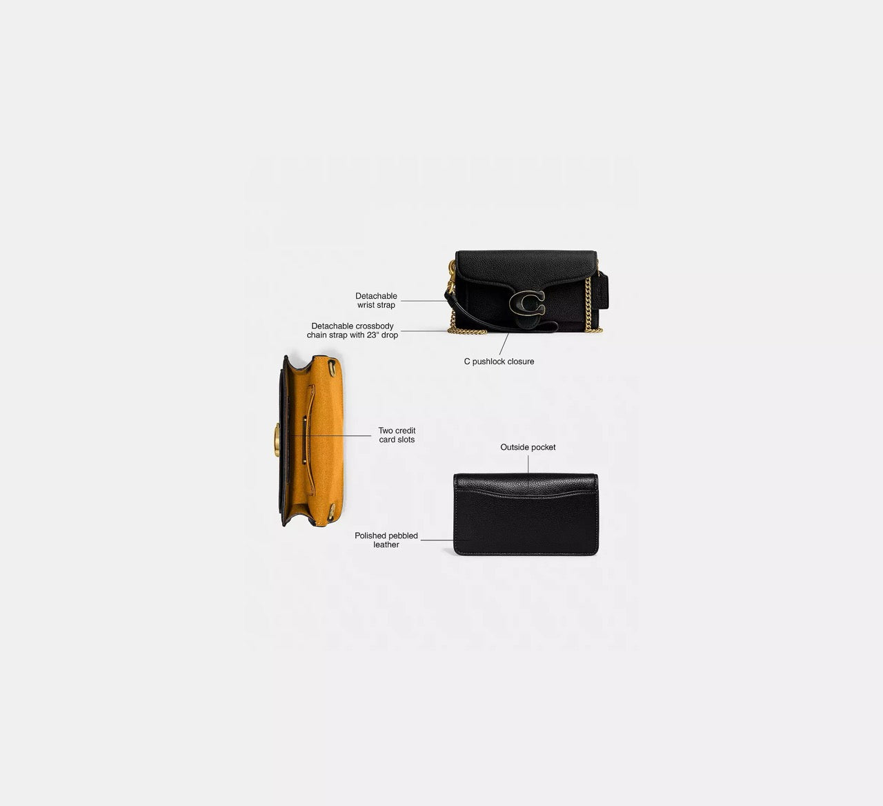 [INCOMING ETA 30 DAYS] COACH Tabby Crossbody Wristlet in Brass/Black (CJ925)