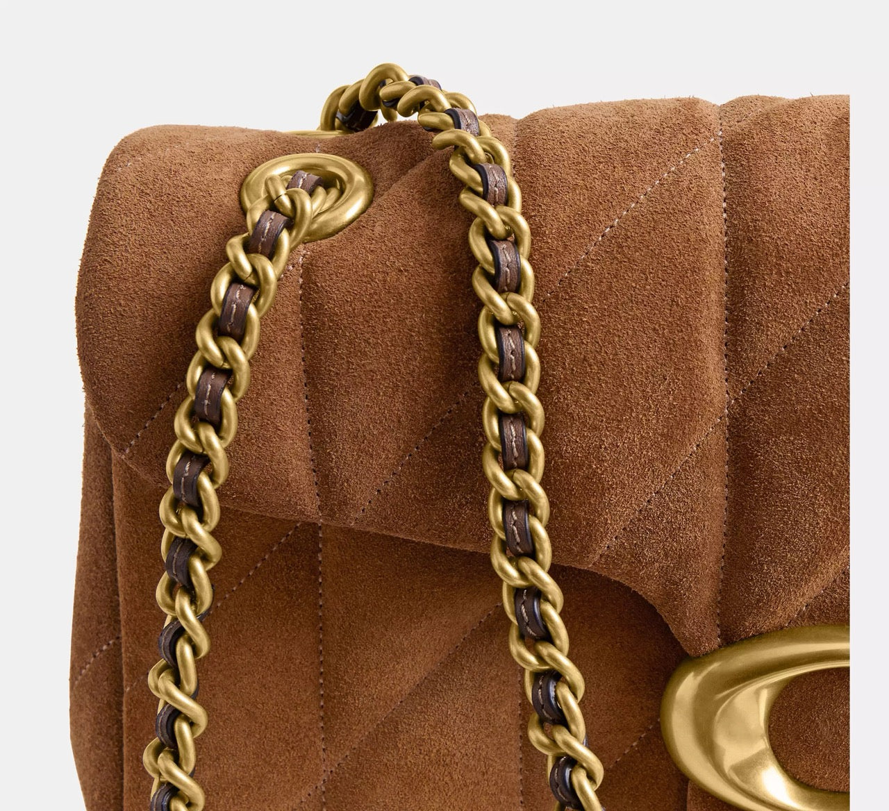 [READY STOCK MY] COACH Tabby Shoulder Bag 26 With Quilting in Brass/Cedar (CW620)