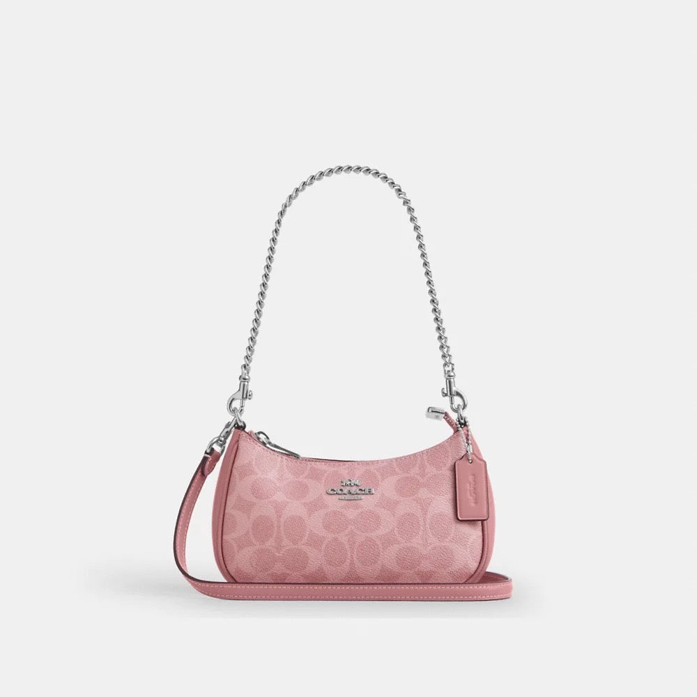 [INCOMING ETA 30 DAYS] COACH Teri Mini Crossbody Bag In Signature Canvas in Pink (SHW)(CW323)