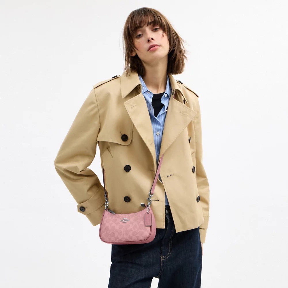 [INCOMING ETA 30 DAYS] COACH Teri Mini Crossbody Bag In Signature Canvas in Pink (SHW)(CW323)