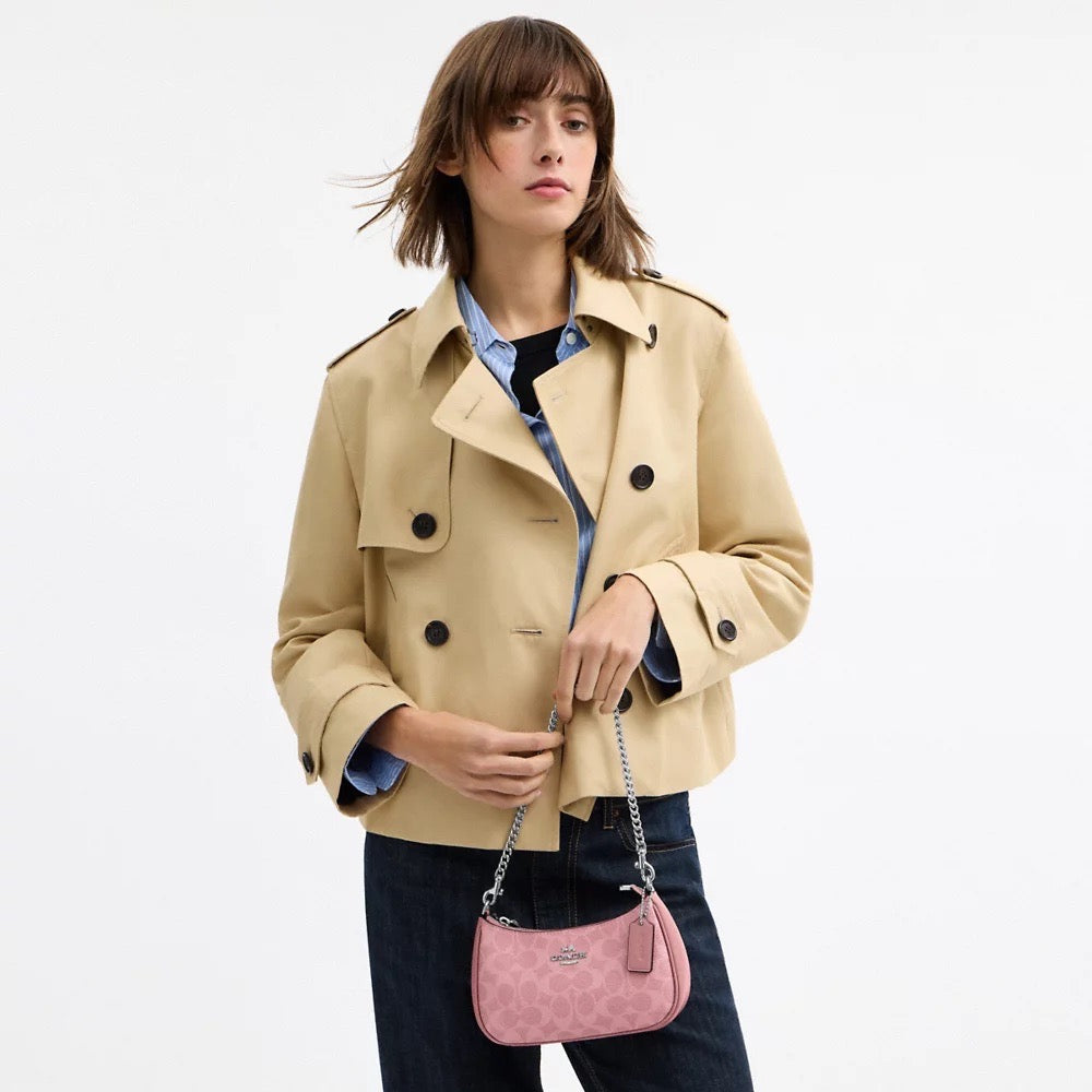 [INCOMING ETA 30 DAYS] COACH Teri Mini Crossbody Bag In Signature Canvas in Pink (SHW)(CW323)