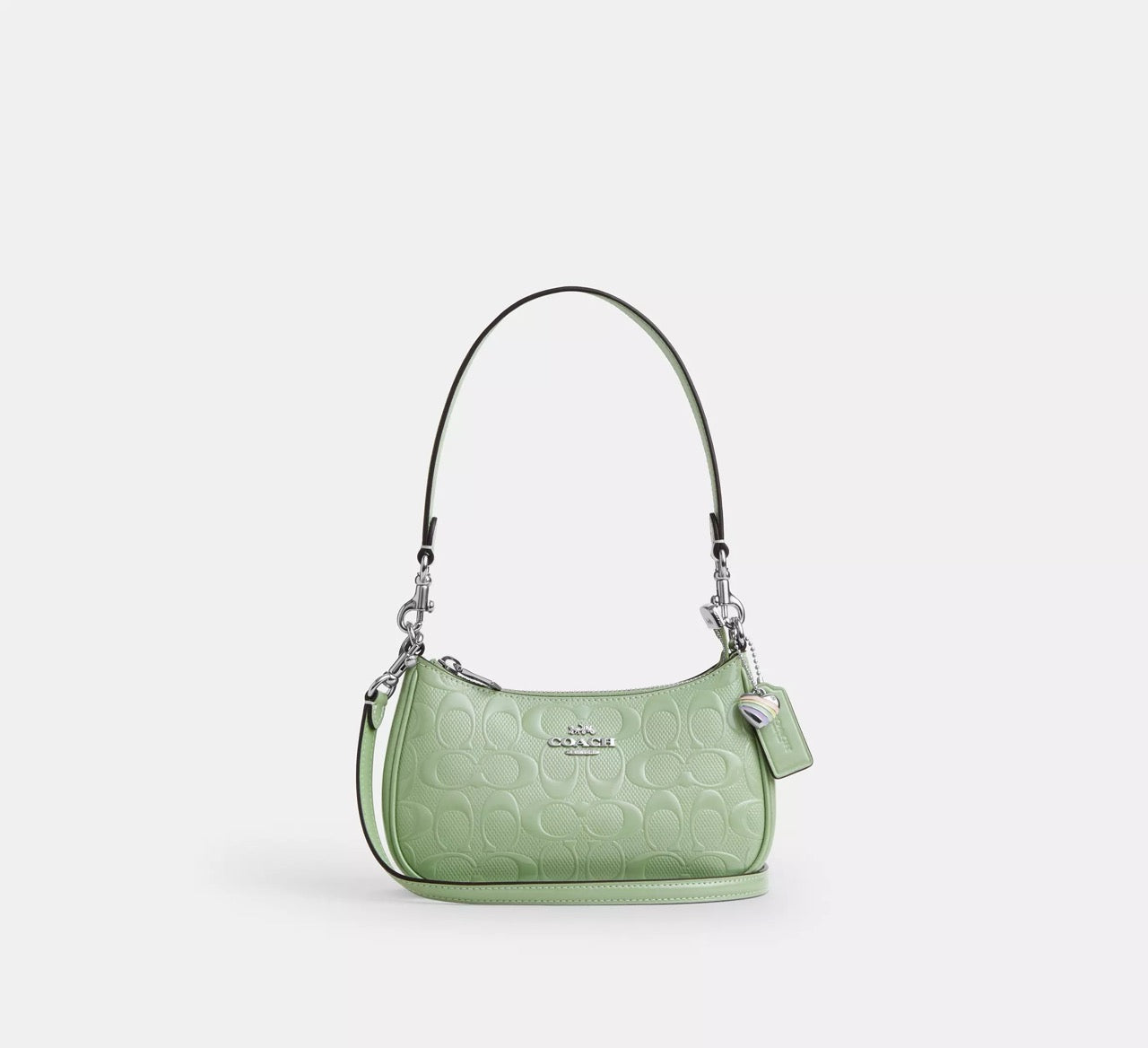 [SPECIAL DEAL][INCOMING ETA 30 DAYS] COACH Teri Mini Crossbody Bag In Signature Leather With Heart Charm in Pale Green (CCZ29)