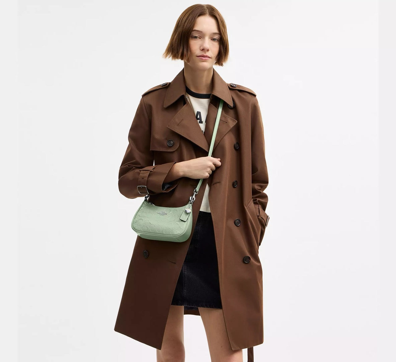 [SPECIAL DEAL][INCOMING ETA 30 DAYS] COACH Teri Mini Crossbody Bag In Signature Leather With Heart Charm in Pale Green (CCZ29)