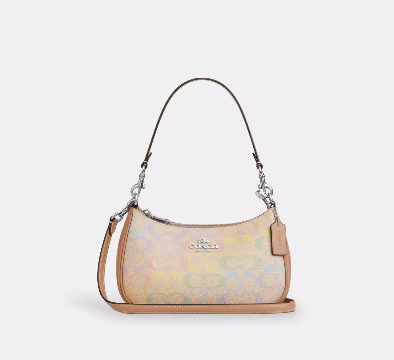 [READY STOCK MY] COACH Teri Shoulder Bag In Rainbow Signature Canvas in Sand Multi (SHW)(CDA91)