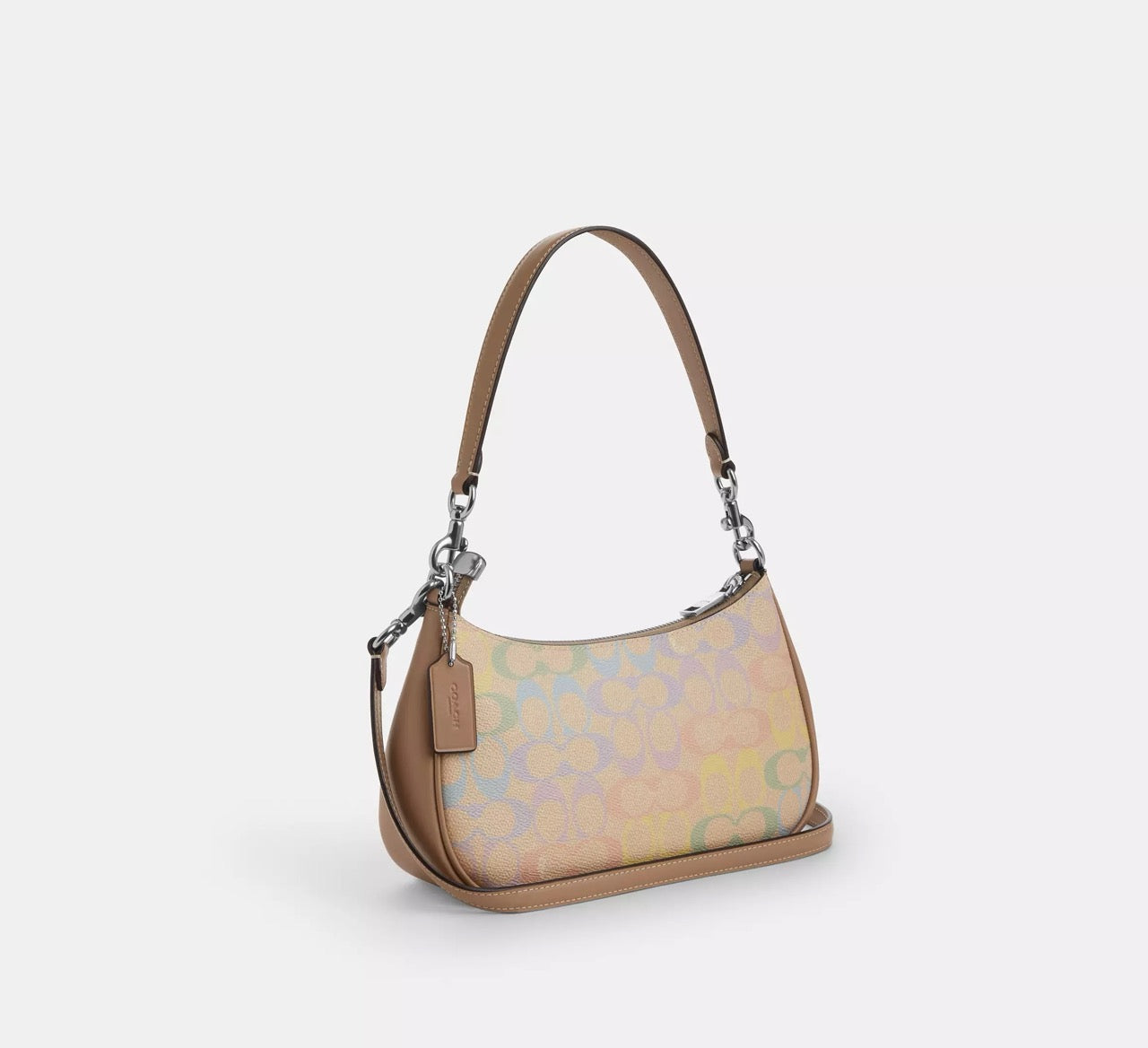 [READY STOCK MY] COACH Teri Shoulder Bag In Rainbow Signature Canvas in Sand Multi (SHW)(CDA91)