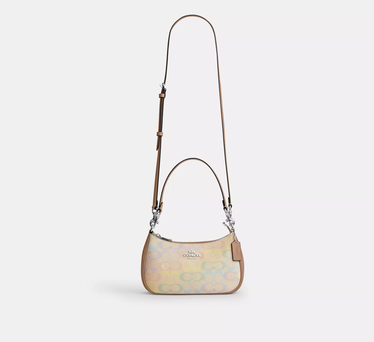 [READY STOCK MY] COACH Teri Shoulder Bag In Rainbow Signature Canvas in Sand Multi (SHW)(CDA91)