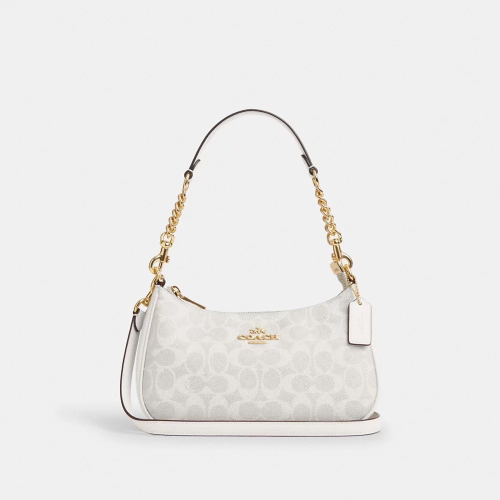 [INCOMING ETA 30 DAYS] COACH Teri Shoulder Bag In Signature Canvas in White/Chalk (CV933)